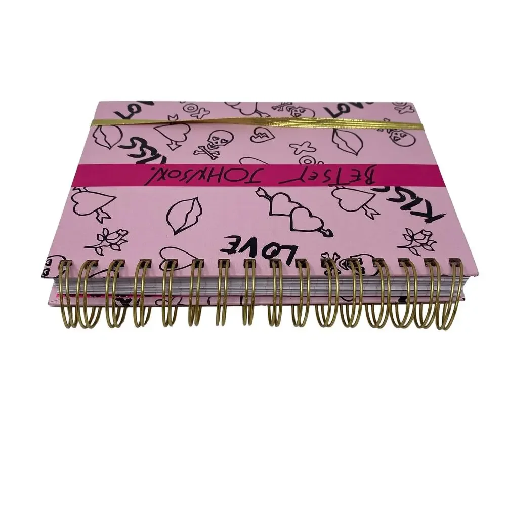 BETSEY JOHNSON XOXO Love Kiss Hearts Pink Spiral Notebook Journal 8 X 6 New